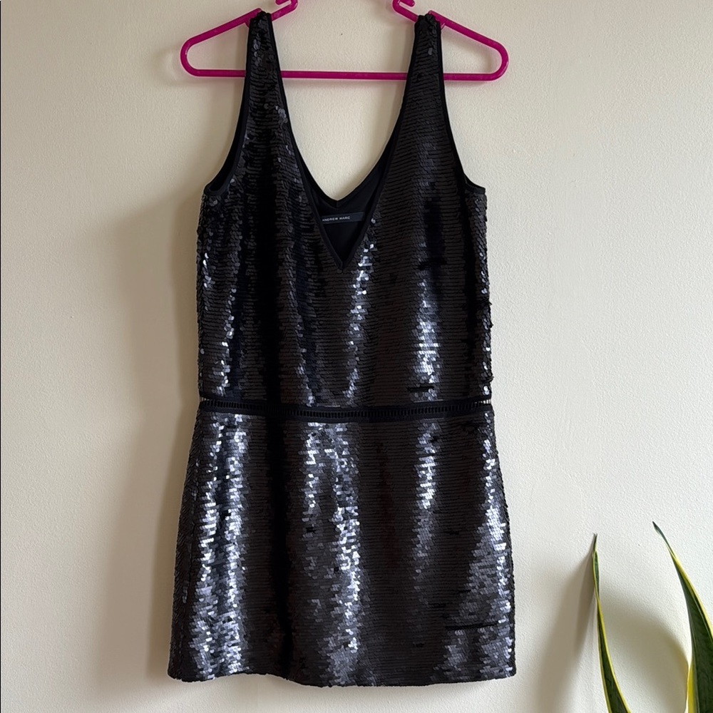 Black Sequin Sleeveless Mini Dress
